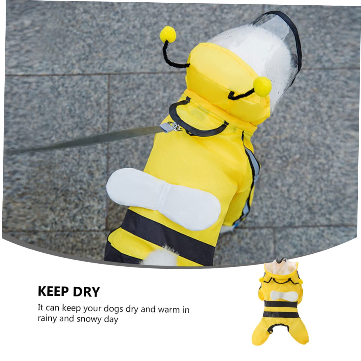 Angoily 3pièces Manteau De Pluie Étanche pour Chien Abeille Veste Élégante Et Respirante avec Capuche pour Chiens De Moyenne Et Petite Idéale pour Jours Pluvieux