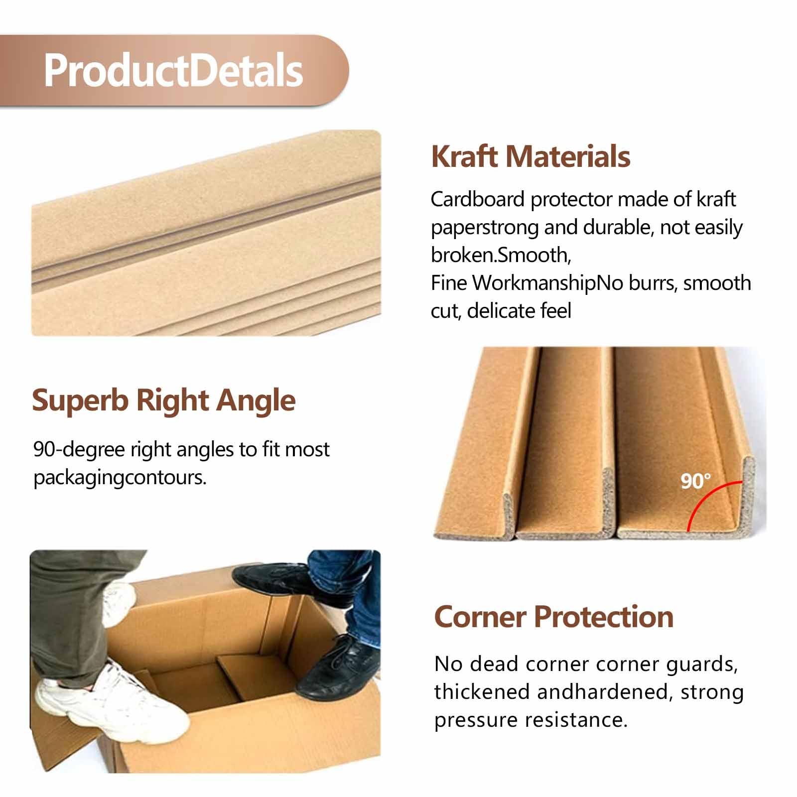 Cornières en Carton pour Emballage, Lot de 100, Protection d'Angle pour Palettes et Boîtes, 10 x 4 x 0.4 cm