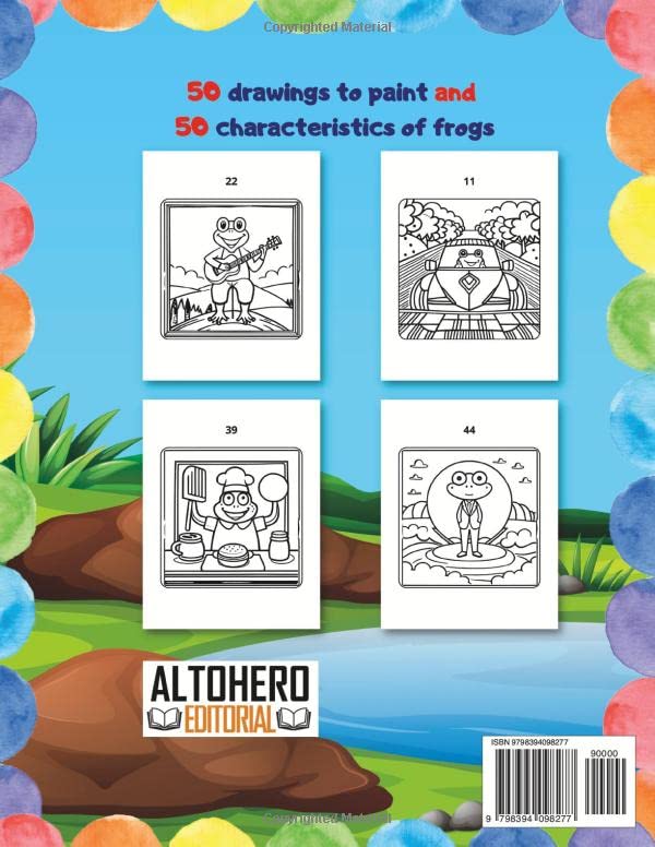 Frog coloring book | For boys and girls from 4 to 8 years old | 50 drawings and 50 characteristics of frogs: cute frogs in funny situations | Best Gift Ideas for Frog Lovers image 3