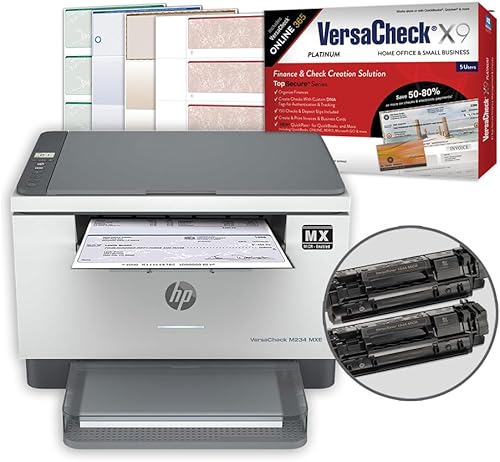 VersaCheck HP Laserjet M234 MXE MICR Check Printer y VersaCheck X9 Platinum Paquete de software de impresión de cheques de 5 usuarios