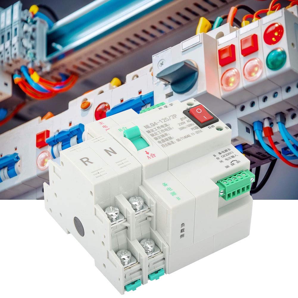 aqxreight Commutatore di Trasferimento Automatico di Potenza CA 230 V 2P 63/80/100 A Ad Alta Non è MadreInterruttore di TrasferimentoInterruttore di Trasferimento DoppioInterruttore di (80A)
