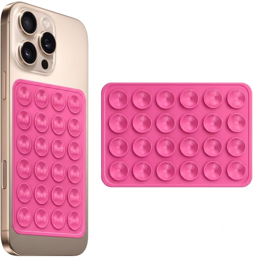 Silicone Suction Phone Grip Sticky Mount Holder, Pink, Pack of 2 | Reusable Anti-Slip, Hands-Free Stand, Works on Glass & Tile, For Selfies & Videos, All Smartphones-image-46
