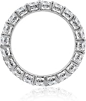 Vista 16 de Yaxa Essentials Anillo de plata de ley chapada en platino o oro con circonita cúbica redonda de elementos infinitos