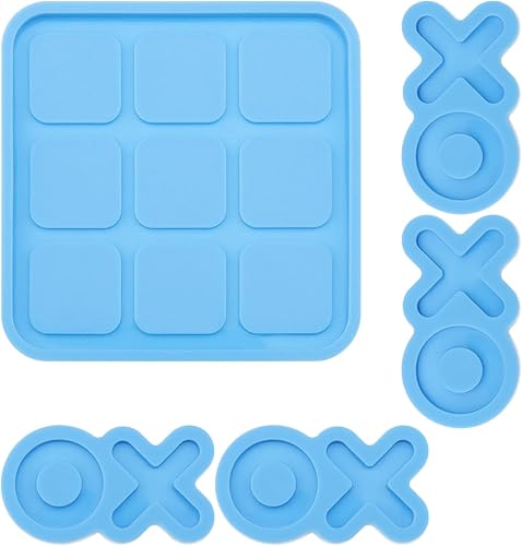 eMagTech Juego de mesa de 5 piezas de moldes de silicona para juegos de mesa Tic Tac Toe Moldes de silicona X O Board Moldes de resina epoxi moldes