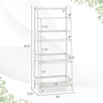 Amazon.com: Giantex 4-Tier White Ladder Shelf, Bamboo Open
