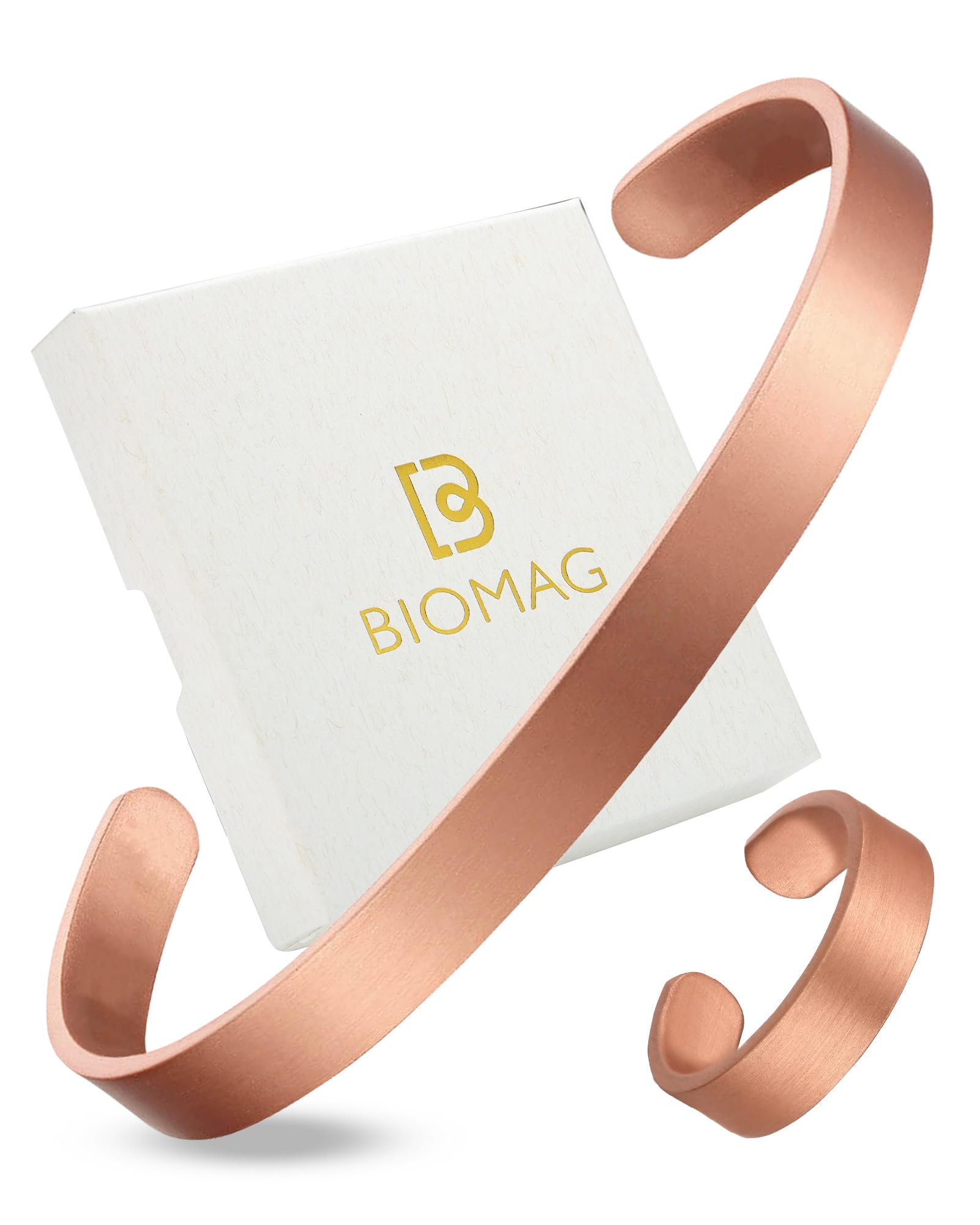 BioMag Pure Copper Bracelet and Ring Set – Copper Bracelet for Men & Women – 100% Solid, Raw & Uncoated Handmade Hammered Tibetan Cuff Bangle
