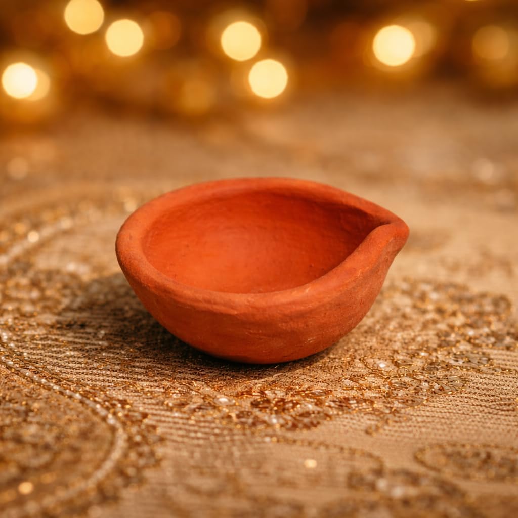 Terracotta Clay Diyas – Pack of 25 Handmade Oil Lamps for Home Décor, Festivals, Pooja & Decorative Lighting
