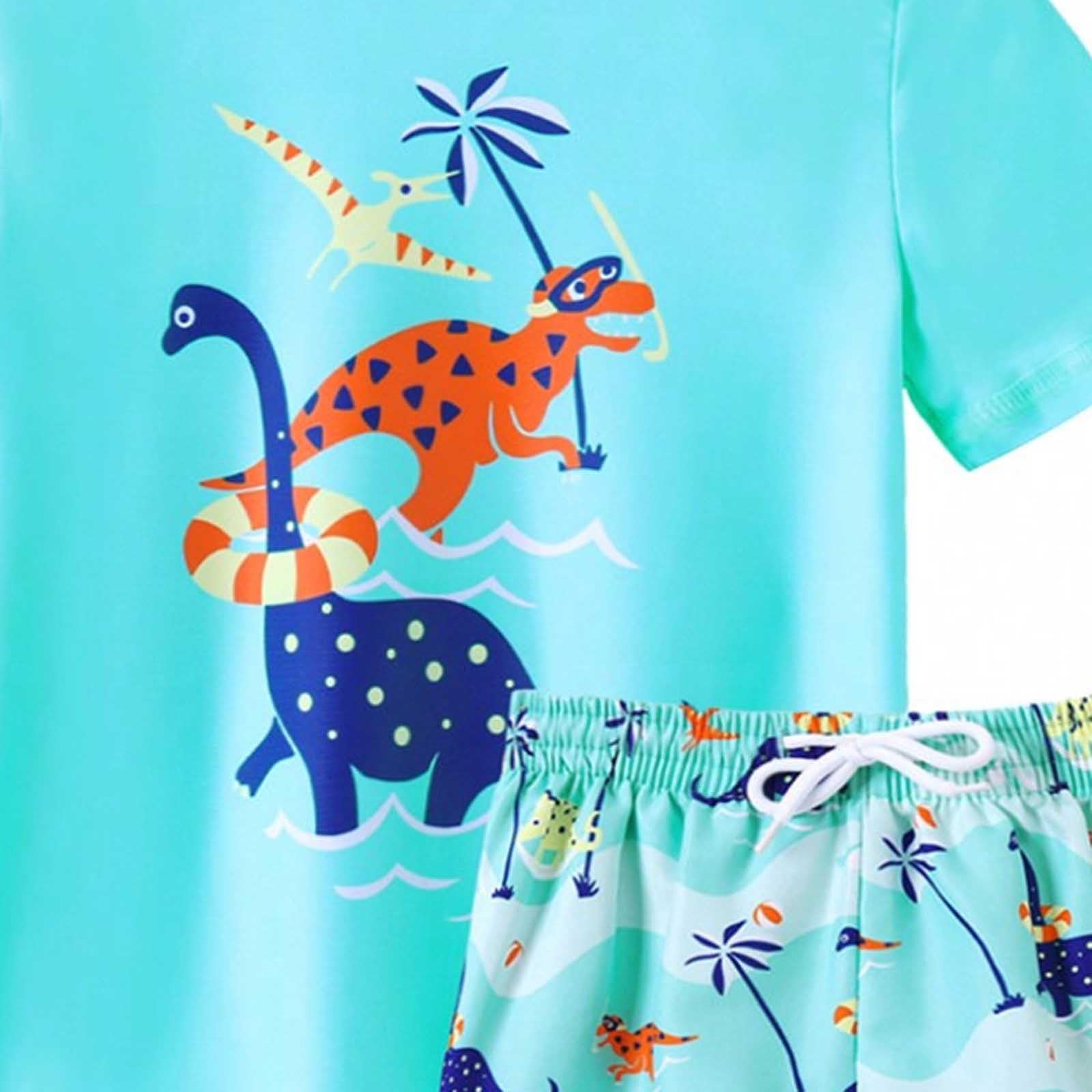 Générique Maillot de Bain 2 pièces Dinosaure pour garçon | Maillot de Bain et Short de Bain à séchage Rapide pour la Plage et la Piscine