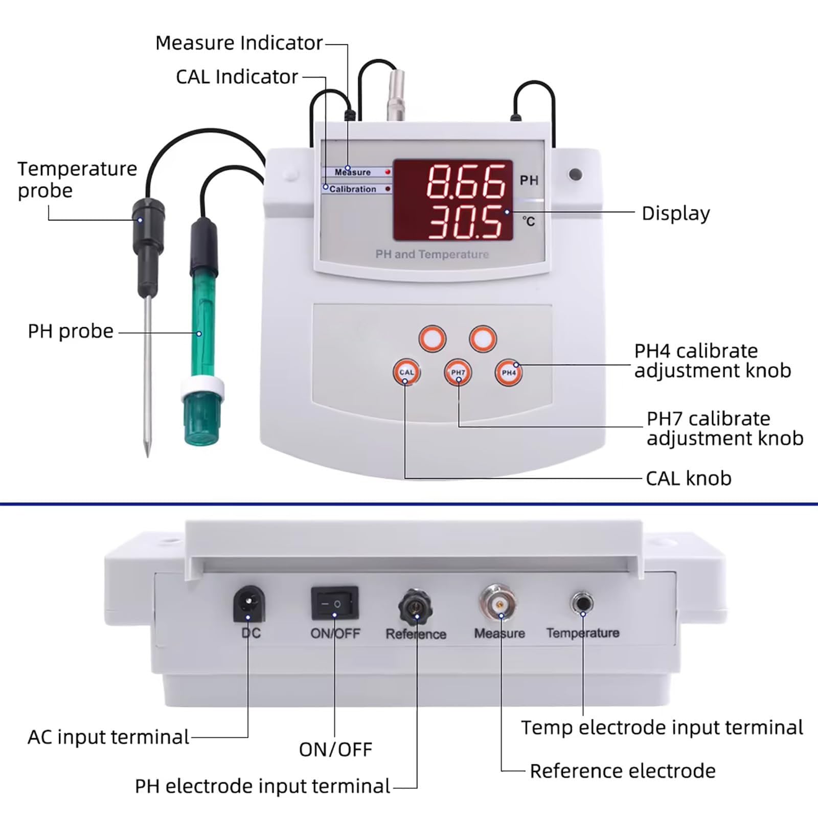 Desktop-Labor-PH-Meter mit automatischer Kalibrierung, ±0,01 PH-Genauigkeit, PH/Temp 2 Elektroden, und Ökologie