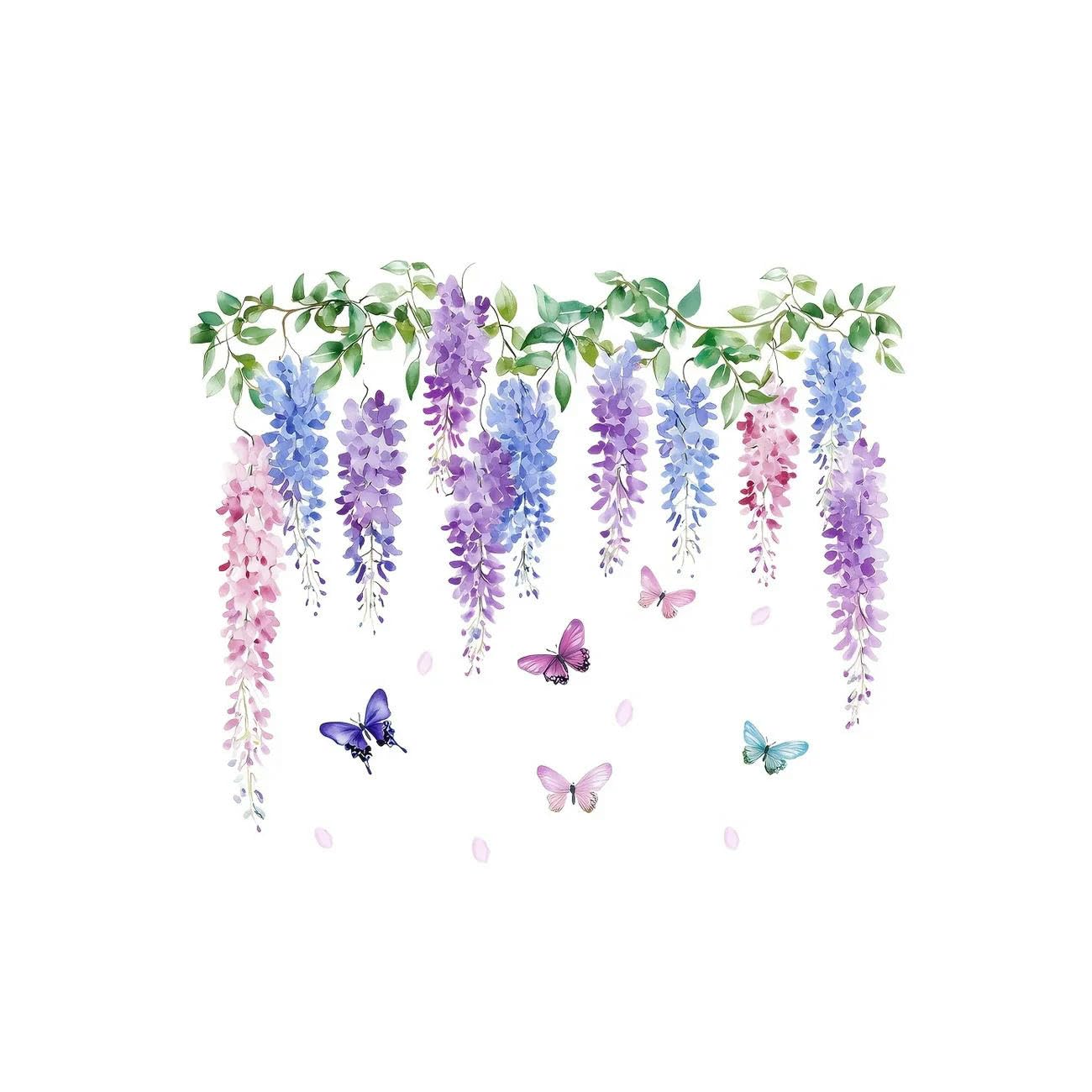 MKJFRLLSA Flower Plants Butterflies Wall Stickers, Deer flower wall stickers, for Wall Decor Home Wall and Kitchen Decor-Gift