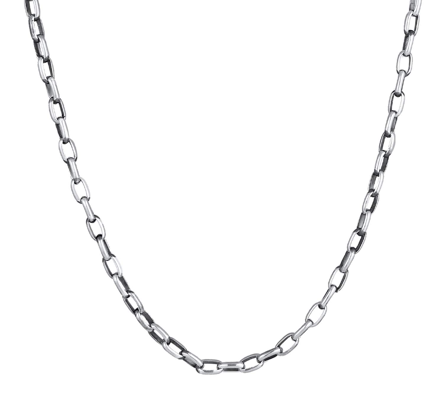 Kuzzoi Collar de hombre con eslabones de ancla redondos para colgantes, cadena de eslabones sólidos para hombres ennegrecidos en plata esterlina 925, longitud 60cm