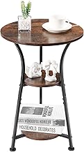 Dulcii Small Round End Table for Narrow and Small Space, 3-Tier Round Accent Couch Beside Table, Modern Side Table Corner Sofa Table Nightstand for Living Room Bedroom,Rustic Brown