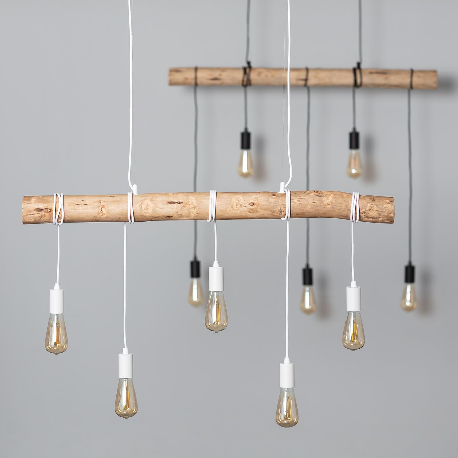 LEDKIA Lámpara Colgante Metal y Madera Yagis Blanco | CasquilloE27