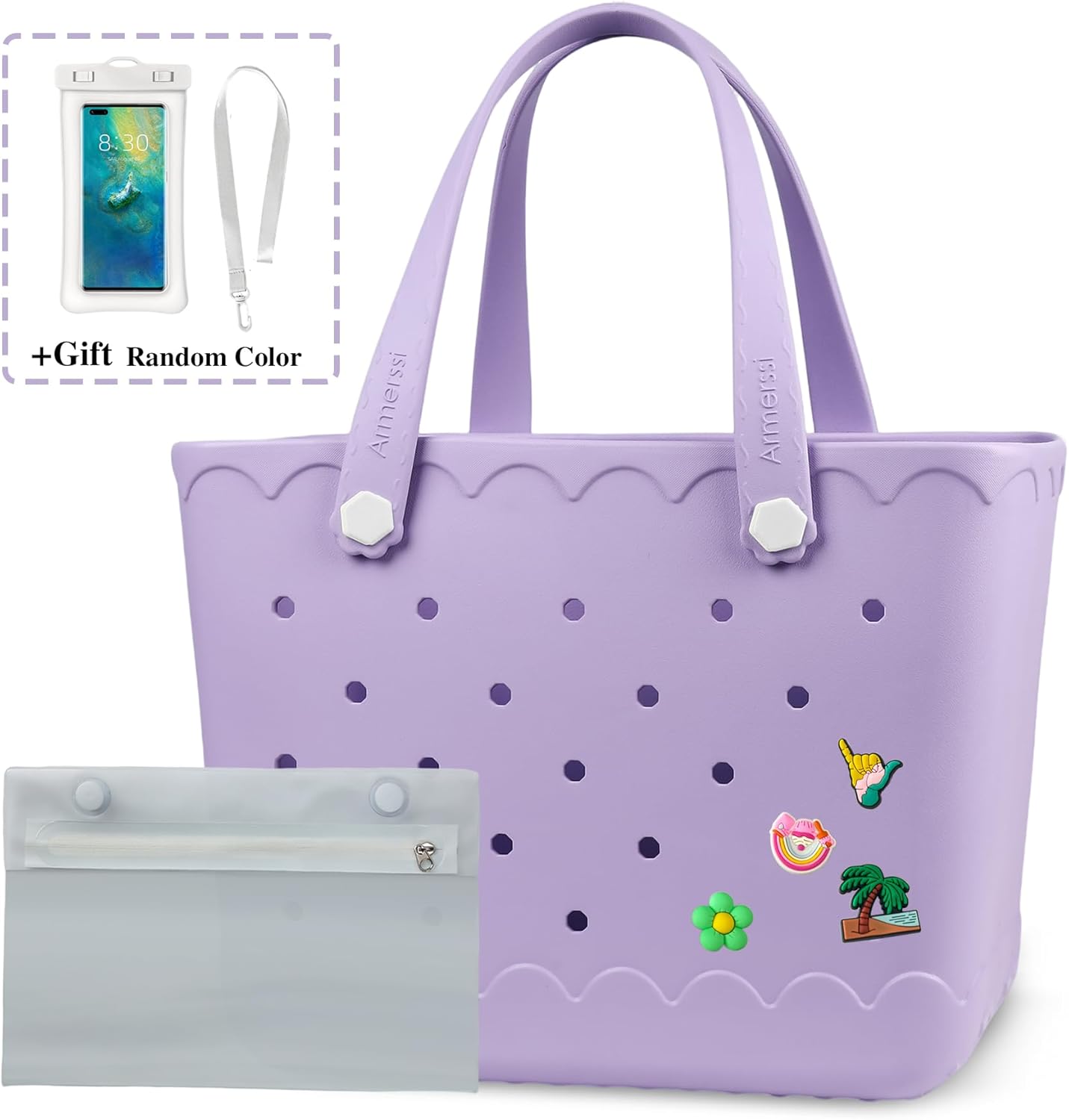 Rubber Beach Tote Bag Waterproof Tip-Proof Outdoor Tote Bag for the Beach Boat Pool Sports