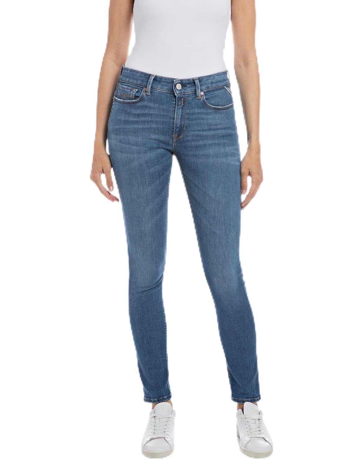 Replay Damen Jeans Luzien Skinny-Fit, Medium Blue 009 (Blau), 25W / 30L