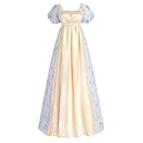 Regency Dress Women Regency Costume Empire Waist Tea Party Victorian Gown with Sash and Corsage