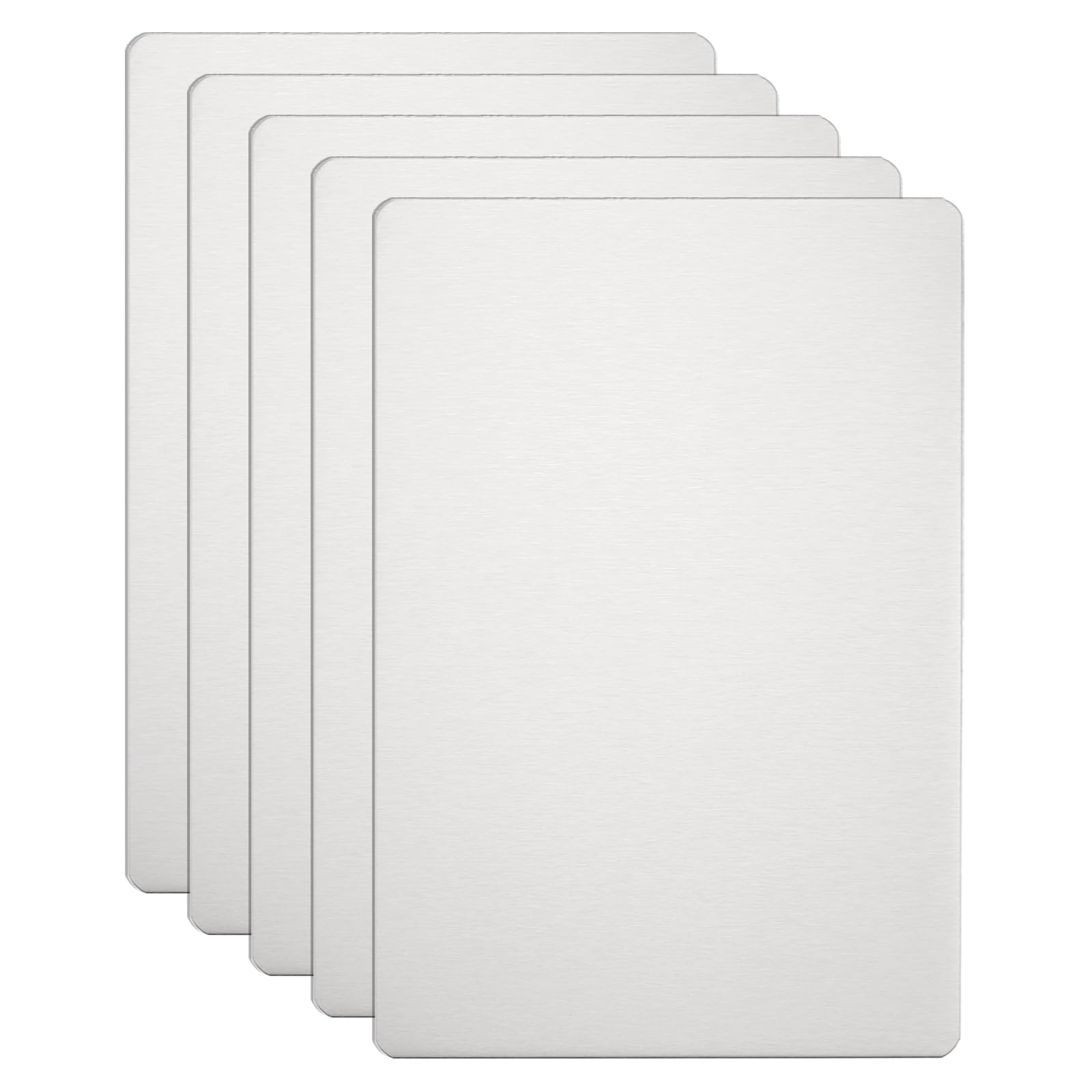 QUARKZMAN 5 Sztuk Metalowej Wizytówki 2,6 "x 1,8" x 0,016" Ze Stali Nierdzewnej 201 Szczotkowane Laser Grawerowanie Personalizowane Arkusze CNC W Pustej Do Domu Biura, Srebrny