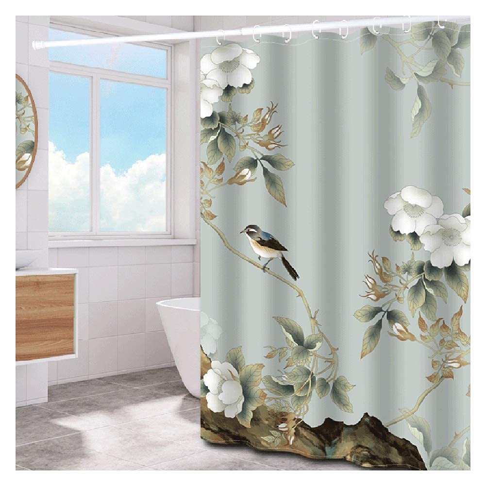 Rideau de douche style chinois 240x200 en polyester imperméable