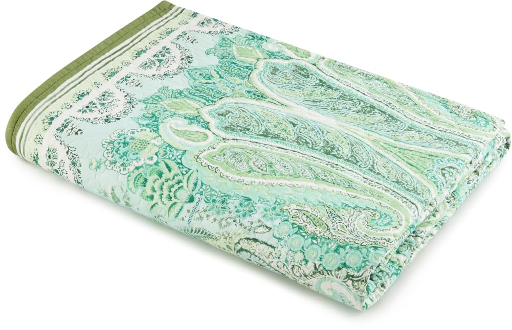 Bassetti MERGELLINA 9328466 Bedspread 100% Cotton in Green V1 Dimensions: 180 x 255 cm