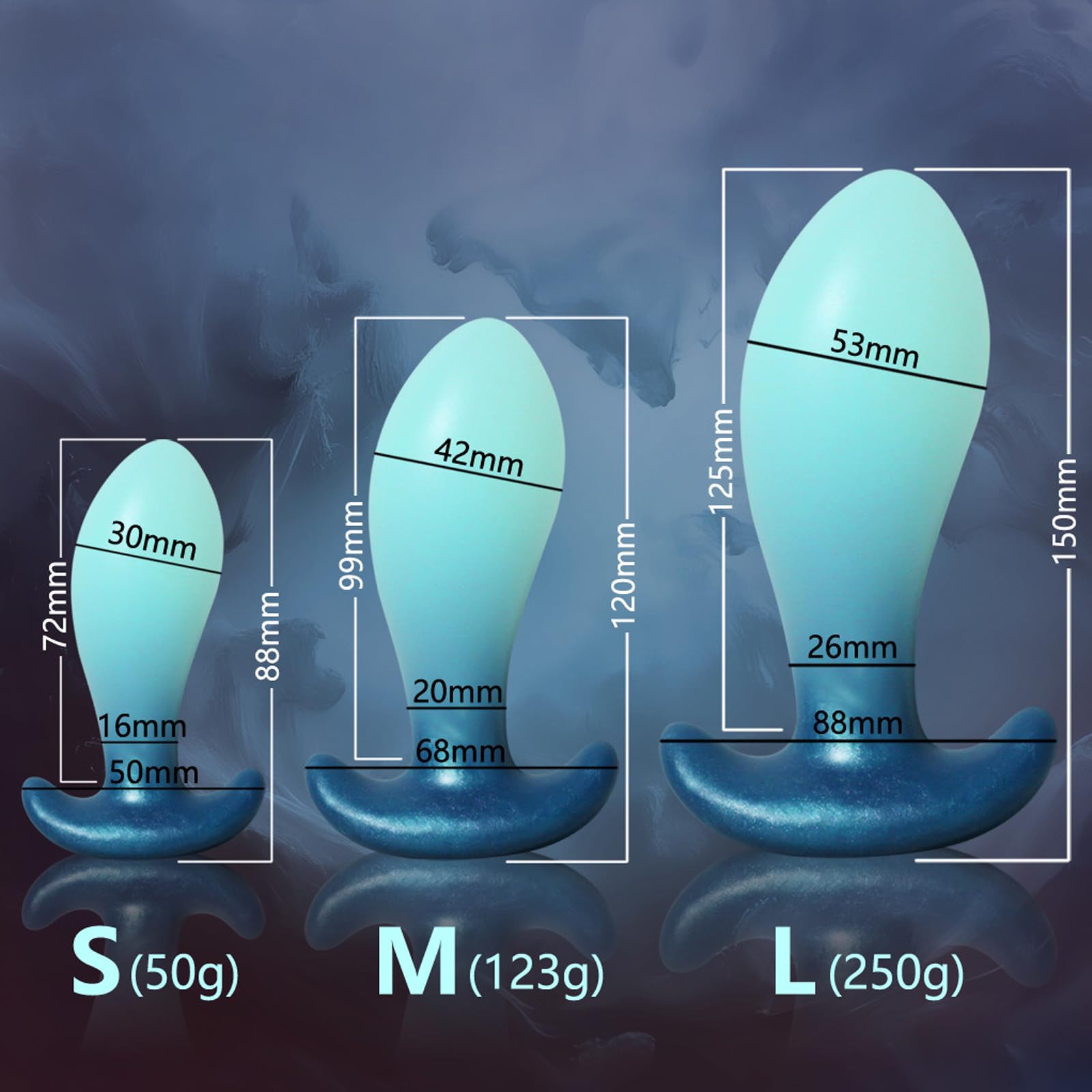 AMAZBEE Plug anale in silicone con base curva buttplug dildo analdildo design a nodo dilatatore set adatto per uomini donne allenamento prostata (M,1)