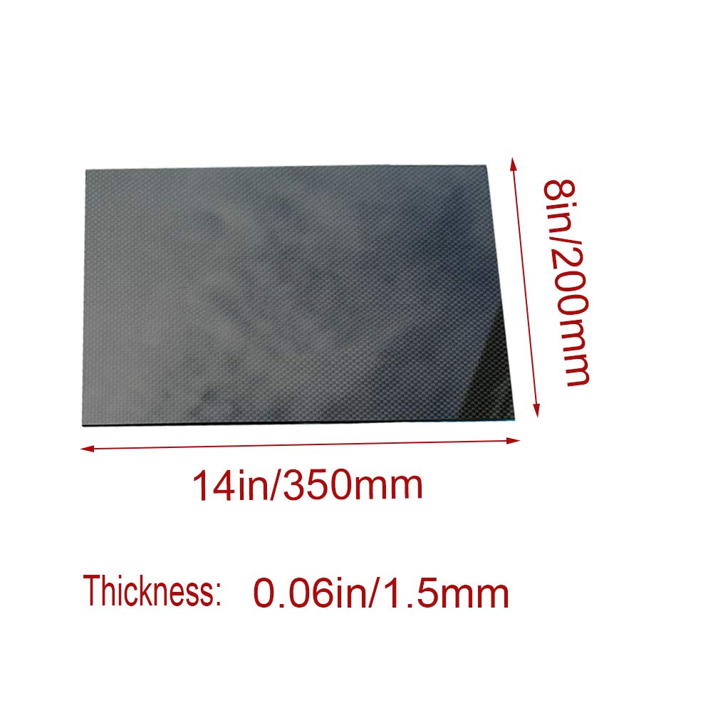 Strato di Fibra di Carbonio 3K Pannello della Scheda 100% Pannello della Scheda 100% Pannello Rigido Twill Tessuto Twill Surface Lucido per RC Drone Quadcopter Car,200mm x350mm x 1.5mm
