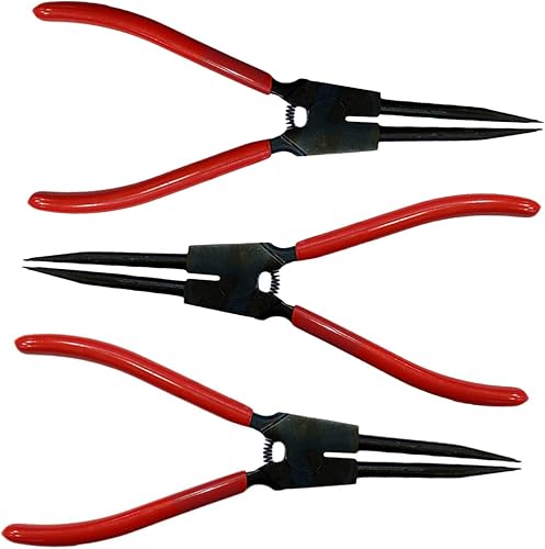 Miniatura 6 de Alicates de anillo a presión resistentes, alcance extra largo de 7 pulgadas con mandíbula recta interna para retener el clip del anillo y la