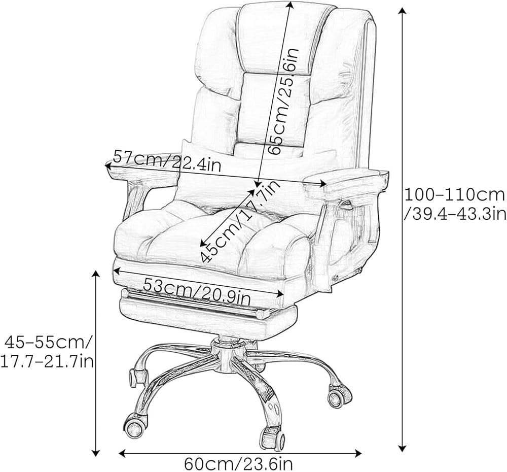 Ergonomic Office Chair 360° Swivel Leather Computer Desk Chair with Adjustable Height Tiltable Back Comfortable for Bedroom Vanity Study Workspace(Gray)