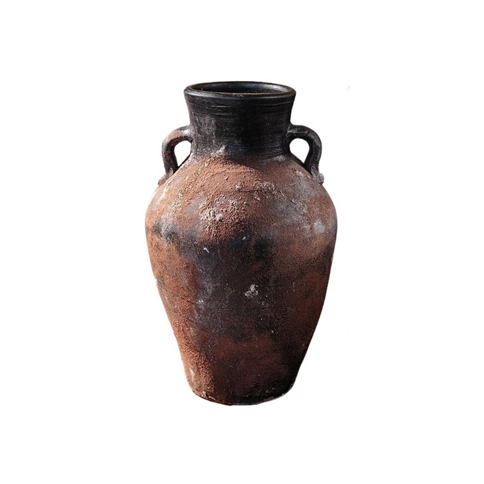 Lizhuzhuzs28 One Color Flower Vases Decorative 45Cm Rustic Terracotta Vases Aged Clay Vase With Handles For Farmhouse, Living Room Flower Vases Decorative For Living Room