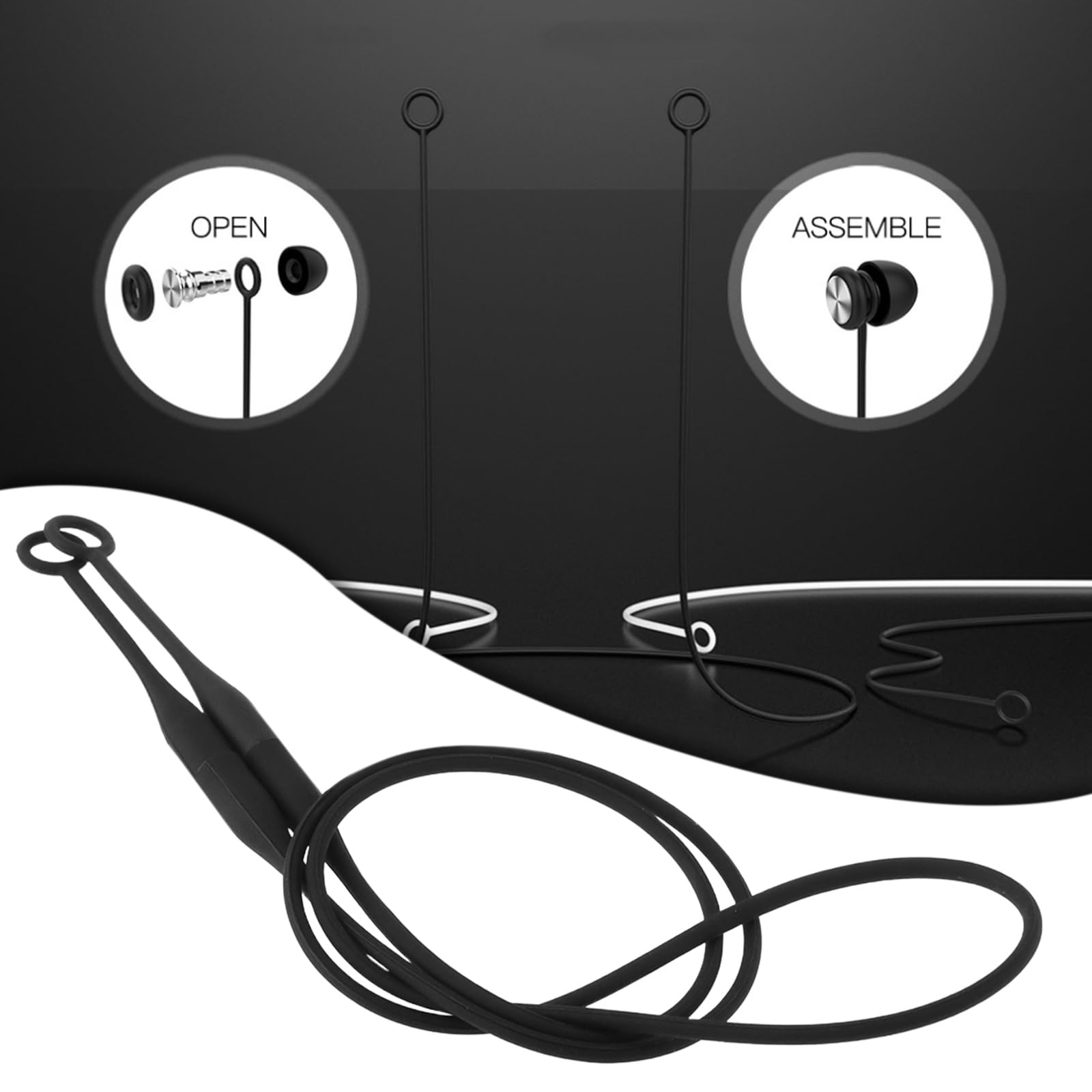 OTOTEC Magnetyczna smycz do uszu kompatybilna z Loop Quiet/Engage/Experience, silikonowa, zdejmowana magnetyczna smycz do uszu, czarna