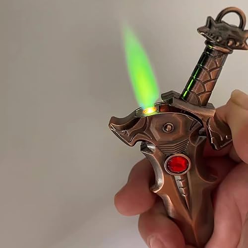 Miniatura 3 de Encendedor de metal fresco, diseño único, reutilizable e inflable, adecuado para niños y hombres, accesorios de llavero (sin gas (dorado)