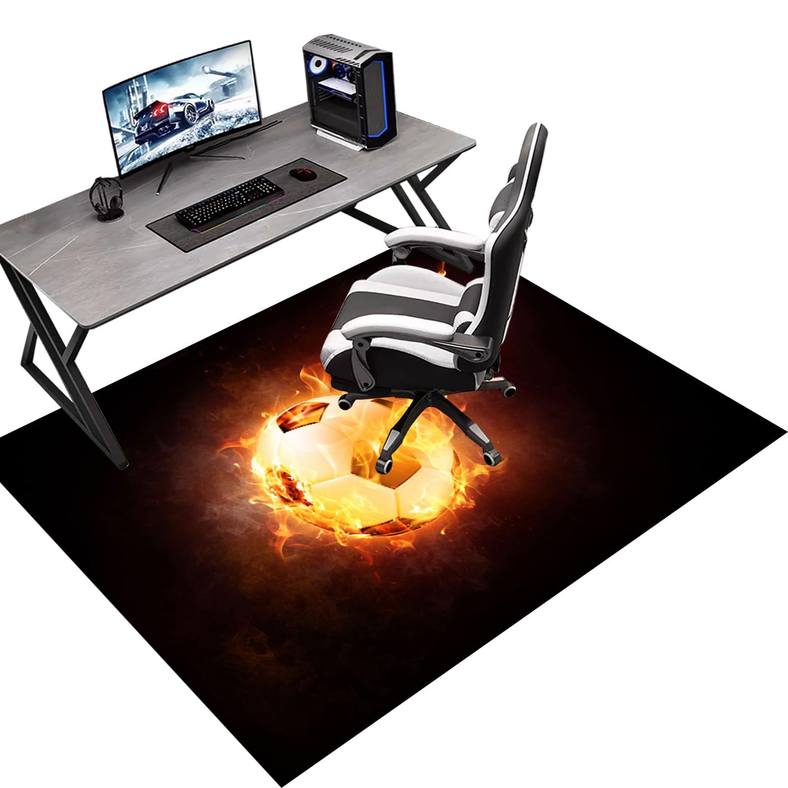 Protective Floor Protector Mat, Office Chair Mat for Carpeted Floor, Gaming Chair Mat Non-Slip, Chair Mat Carpet Protector for Low Pile Carpets, Floor Mat for Computer Desk Chairs 130 x 160 cm