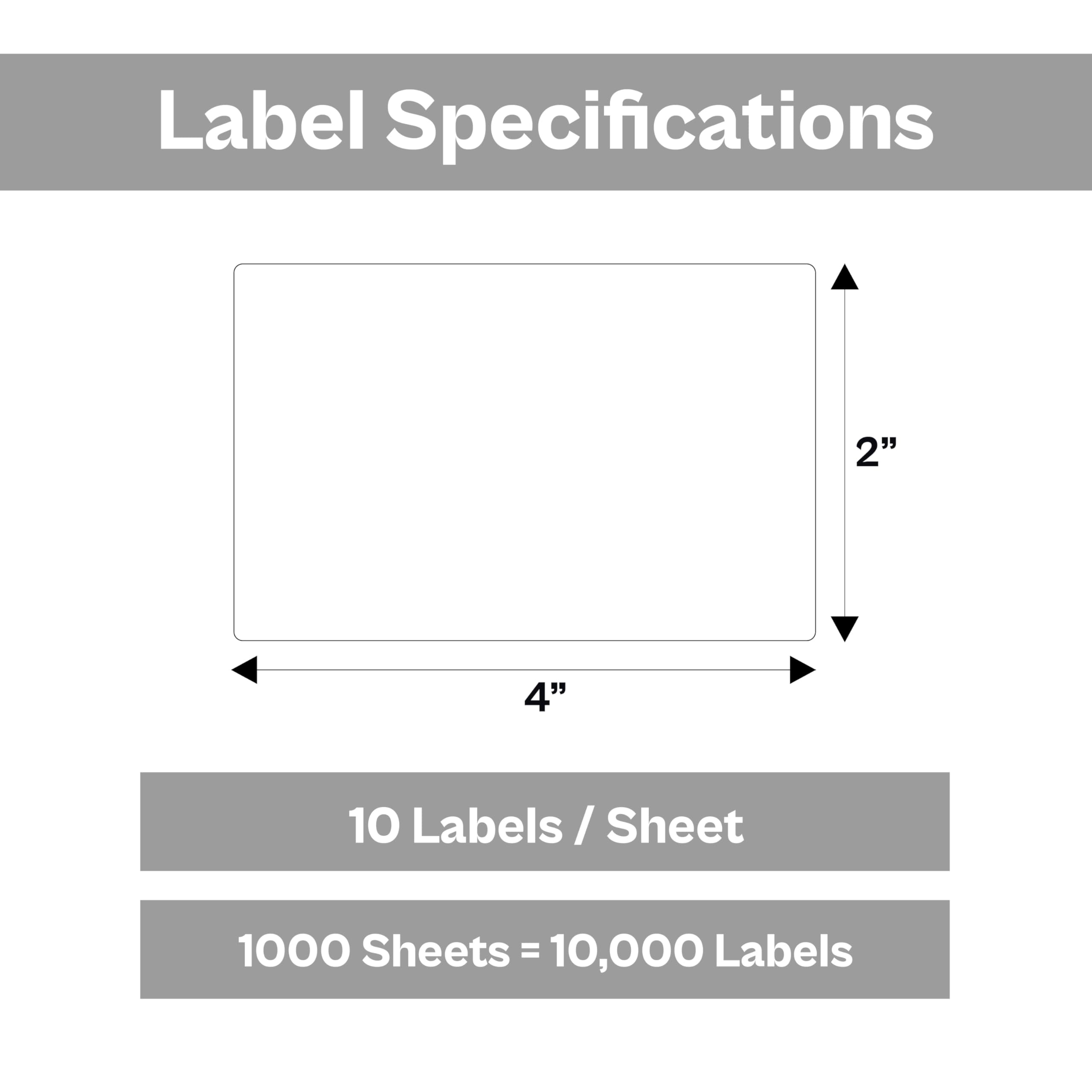 100 Sheets 1000 Labels 2x4 10 Up Shipping Address Labels