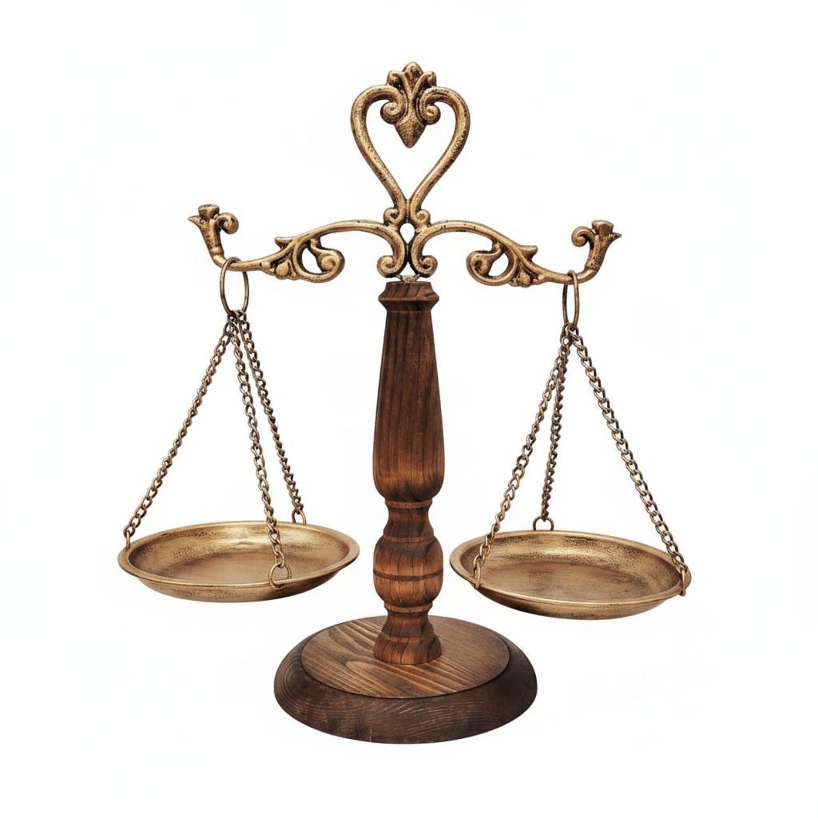 Balance Décor Balance Échelle Vintage Sculpture Ornementale Fer et Cristal Élément Distinctif pour Bureau Salon Réception Entrée Cabinet Étude, Bronze Antique