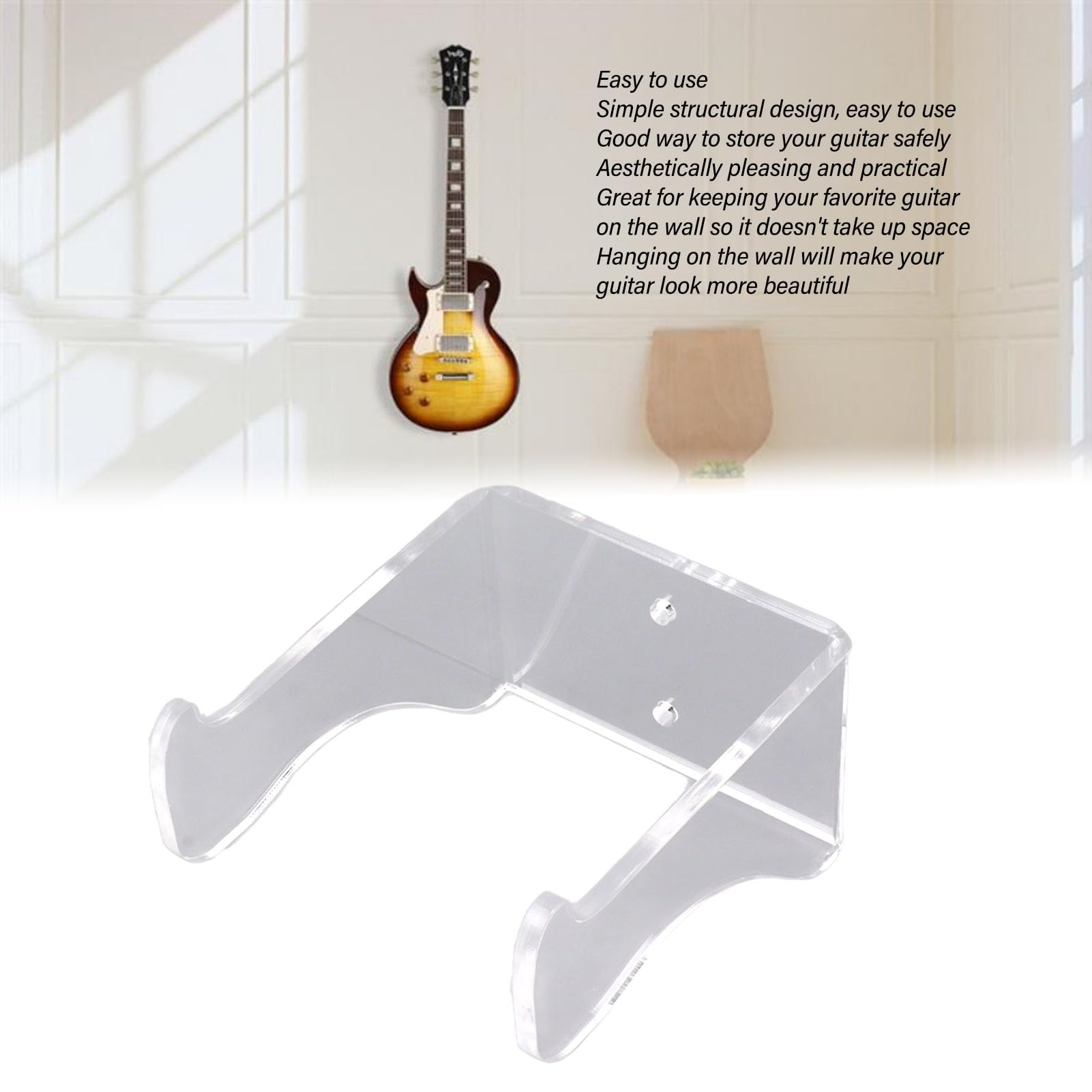 Topyond Guitar Wall Mount Hanger Clear Acrylic Guitar Hook for Guitar Violin Ukulele,Wall Mount Rack for Home Studio Decor, Transparent Guitar Wall Hanger Display Rack for Musician