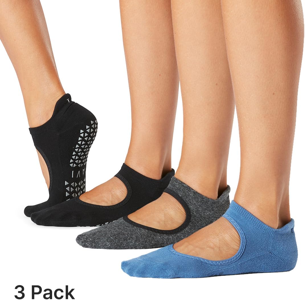 TAVI NOIR Emma Non Slip Socks for Women - Non Skid Grippy for Active Sports Workout Barre, Pilates, Yoga Socks