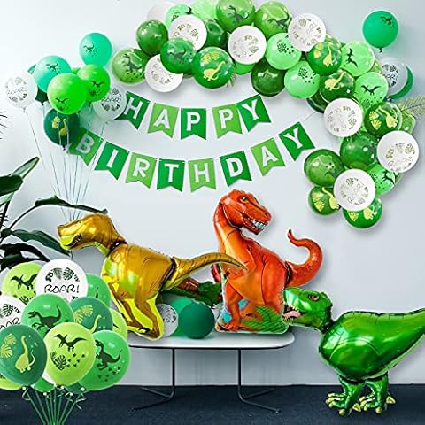 LIYIFANKJ Jungle Birthday Decoration Aluminum Foil Balloon Animals Children's Happy Birthday Decoration Banner Boys Birthday Party Balloons Allow Helium (Dinosaur Balloon) Cover