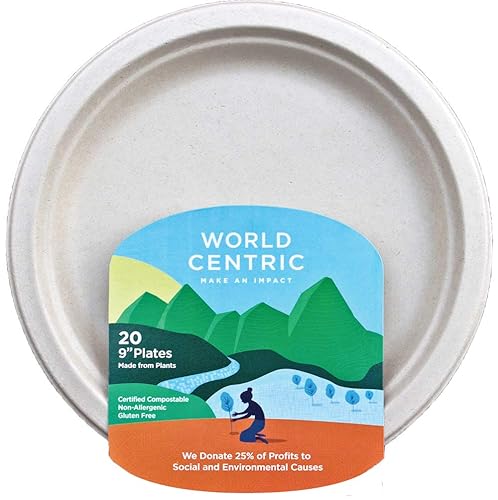 Miniatura 6 de World Centric PL-SC-U7 Placas de fibra vegetal sin blanquear 100% compostables, 7 pulgadas (paquete de 1000)