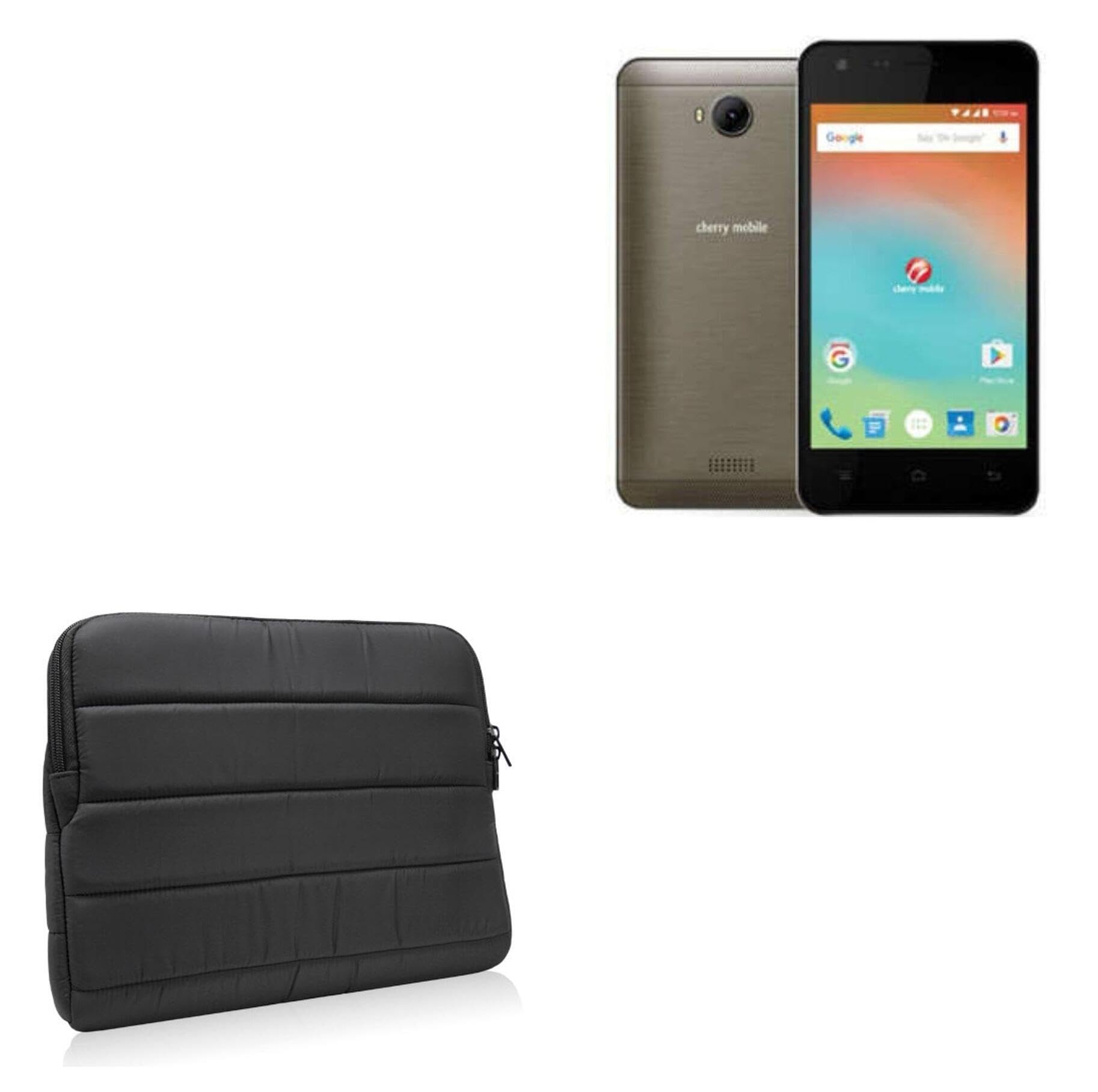 BoxWave Case Compatible with Cherry Mobile Flare J5s - Polar Jacket, Puffy Padded Material Zip Up Sleeve Pouch - Jet Black