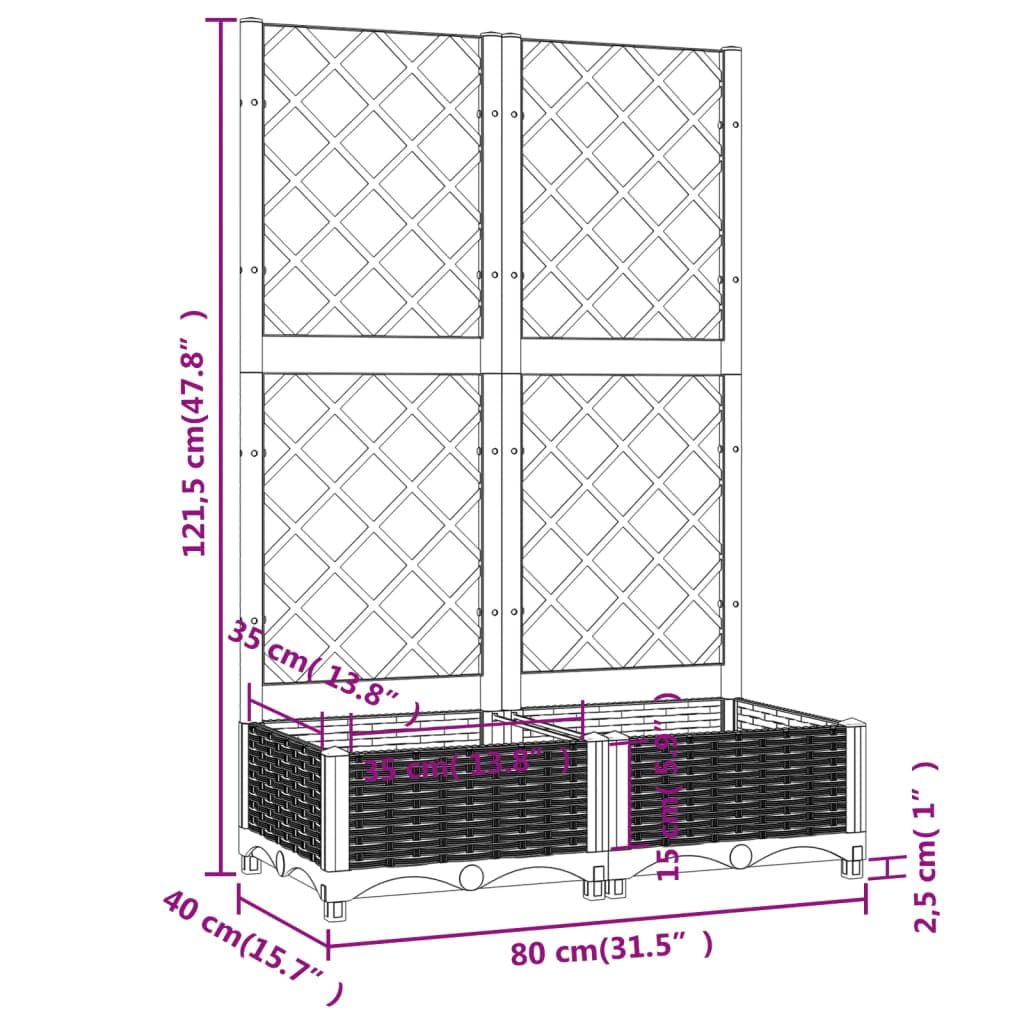 Fioriera da Giardino con Traliccio Nera 80x40x121,5 cm PP,Casa e Giardino,Prato e Giardino,Giardinaggio,Vasi e fioriere,6.42kg-318270