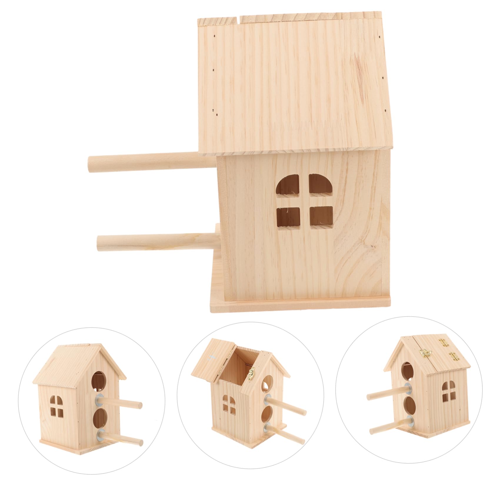 DOITOOL Caja terrario de Aves criadero de Madera Nido de pájaro de Madera Juguetes de Aves para periquitos munia casa de pájaros Suministros para Aves cabaña de Madera g5 Loro