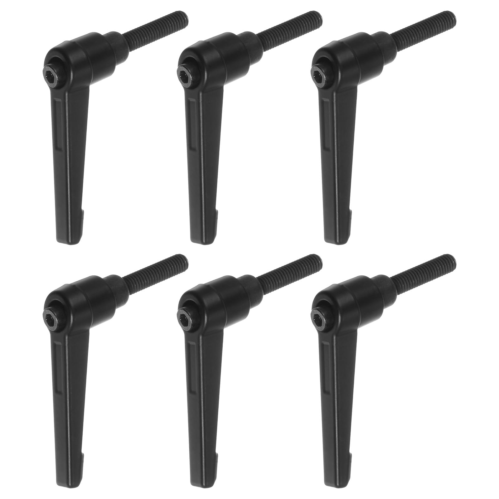 HARFINGTON 6pcs Adjustable Clamping Lever Handles M6 x 25mm Male Thread Bolt Knobs Rotating Screw Locking Quick Release Ratchet Push Button Handle, Black