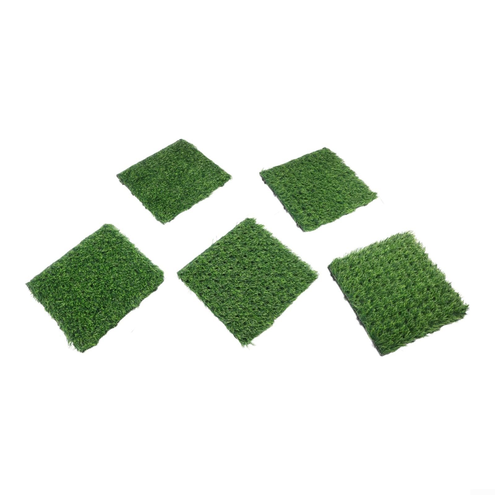 Lot de 5 dalles de gazon artificiel emboîtables 30 x 30 cm auto-drainantes