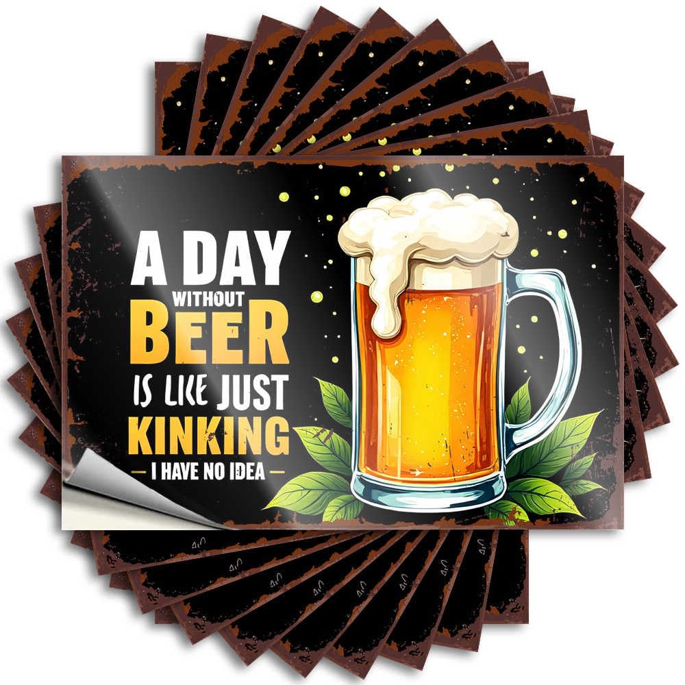 Fzfn Men's Colour Garage Decor For Tattoos Water | Beer Lovers' Quote: A Day Without Beer Is Like Just Kinking Bookish Adults Sticker Pack(12X18cm)