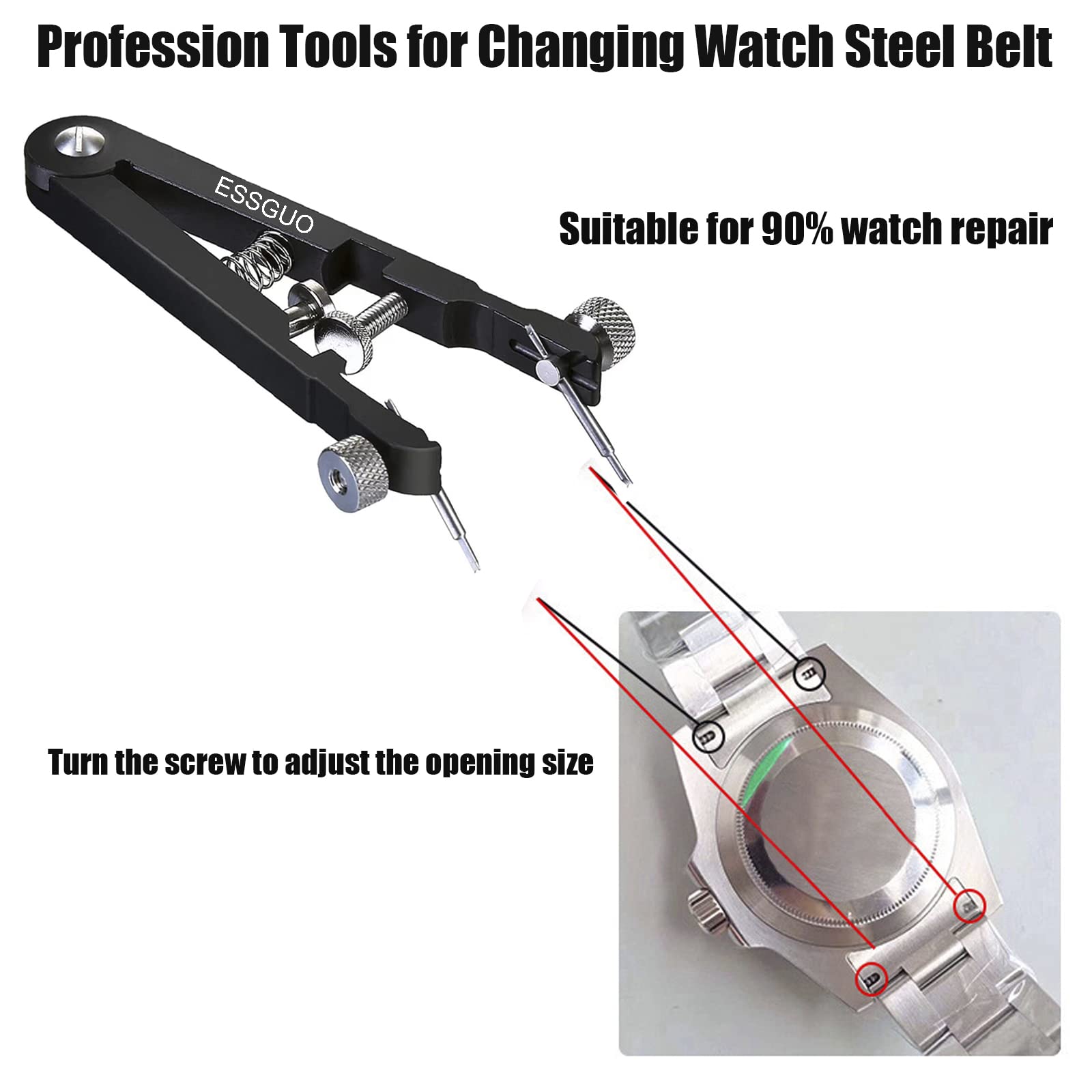 Watch Spring Bar Pliers Tool, Spring Bar Tweezer, Watch Band Replacement Tool with Durable 8 Tips Pins, for Watch Wrist Bands Strap Removal Repair Fix Kit