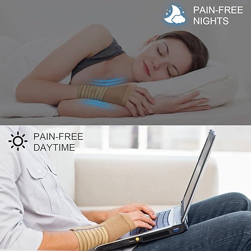 Miniatura 3 de Muñequera, paquete de 2 muñequeras elásticas con correa, correa de compresión de muñeca ajustable para aliviar el dolor de muñeca, tendinitis, uso