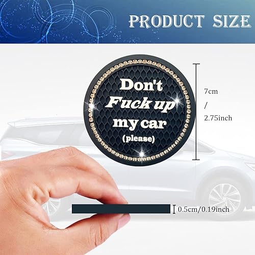 Miniatura 2 de Smeyta Paquete de 2 posavasos para automóvil accesorios brillantes para el interior soporte universal para tazas de automóvil no te fuck el auto