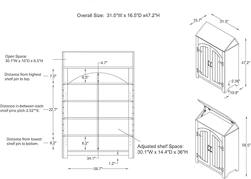 Miniatura 3 de 247 Shop at Home Amos - Armario de almacenamiento de madera de transición de 2 puertas de 32 pulgadas con estante superior abatible para entrada,