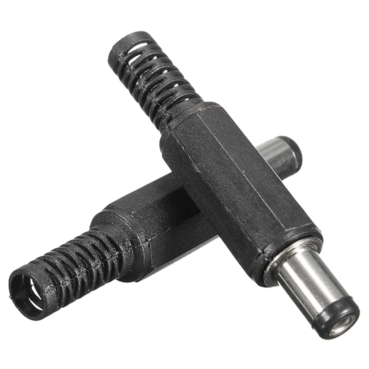 Bloepum 10Pcs 5.5X2.1mm Male Solder Dc Tip Plug Jack Straight Connectors for DC Power Supply LED Lights Switch Black & 10 Pcs 3-Terminal Soldering Female Power Jack DC Socket