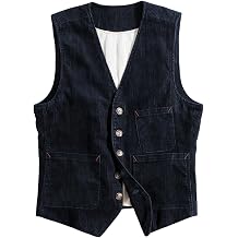 SevenBoy Mens Vintage Corduroy Suit Vest Casual V-Neck Dress Waistcoat