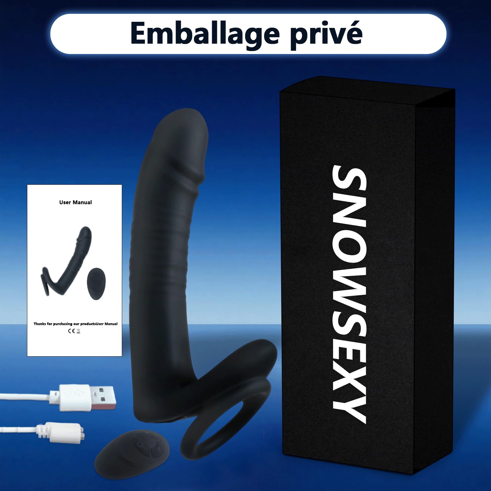 Gode Anal Vibromasseur Anneau Pénien Vibromasseurs Sex Toys Anneaux Pénis | Anals pour Couple avec 10 Modes de Propulsion et 10 Modes de Vibration Cock Ring Sex Toýs Prostate Hommes(Telecommande)